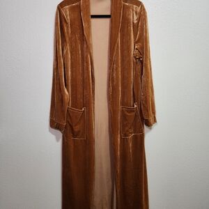 Vintage Brown Velvet Long Cardigan